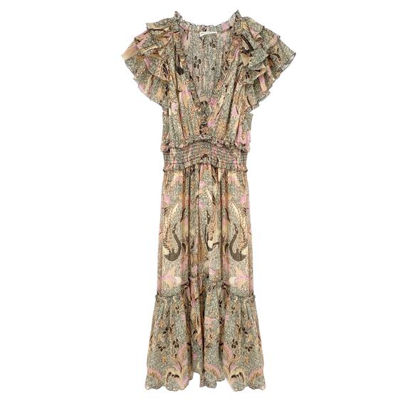 ULLA JOHNSON Cicely Silk Blend Dress in Ivory 0 - Picture 4 of 9